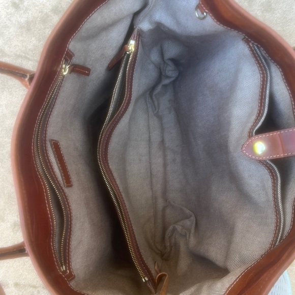 Dooney & Bourke Cognac Texture Leather Large Double Handle Tote Bag - Picture 4 of 10